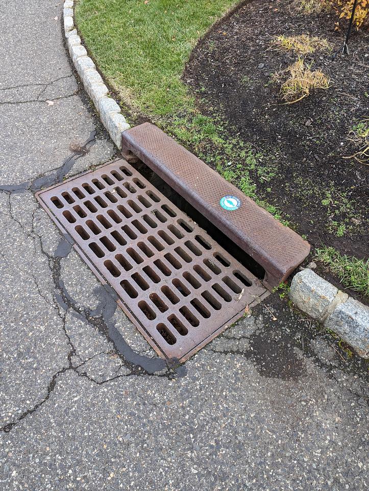 A metal stormwater drain