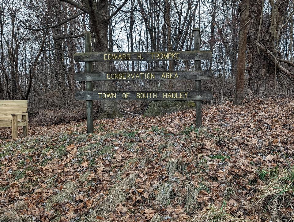 Sign for the Edward M. Trompke Conservation Area in the Town of South Hadley 